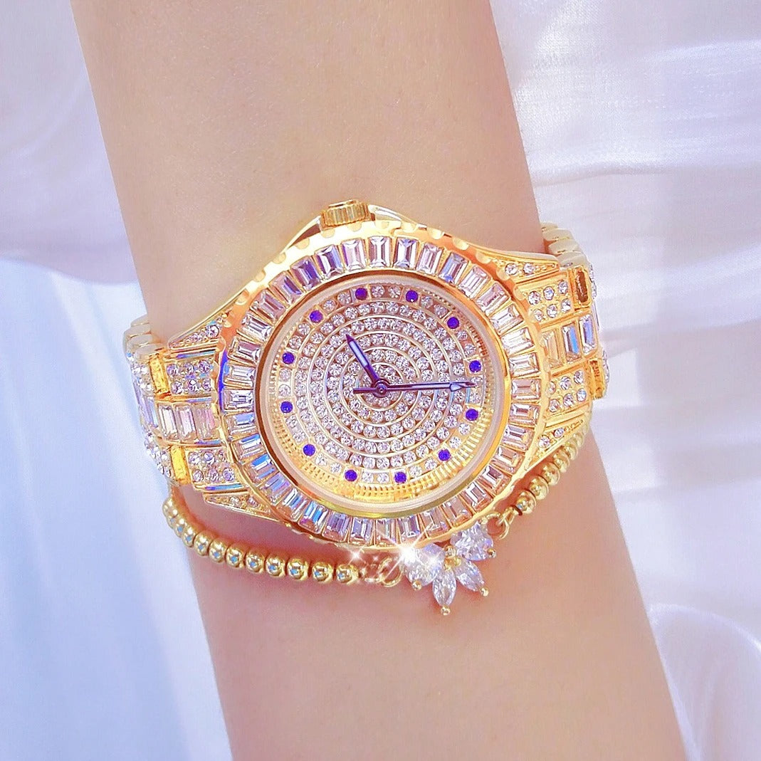 Edelstahl Glitzer Armbanduhr "Orologio Con Diamanti In Oro no.3160" - PITANI