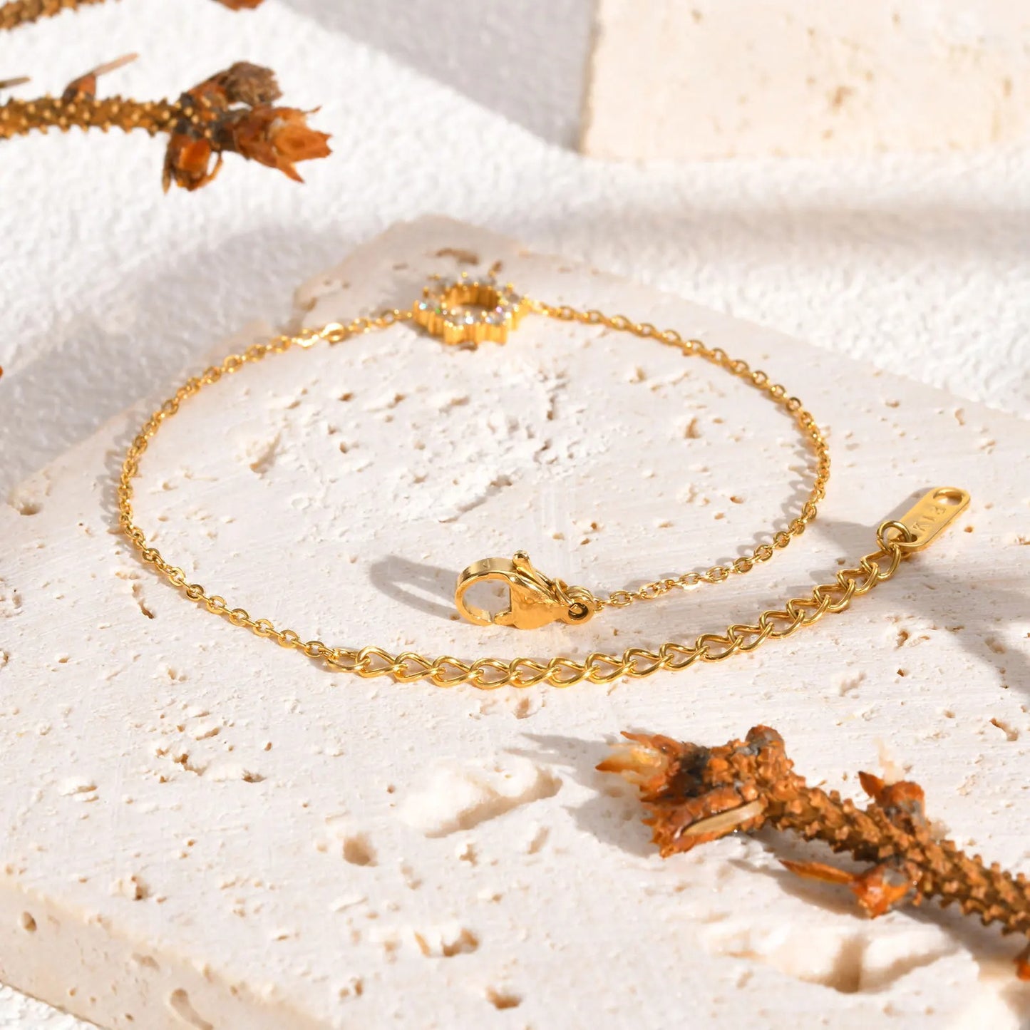 Edelstahl Armband mit Glitzerndem Sonnenblumen Motiv "Bracciali Girasole no.5208" - PITANI