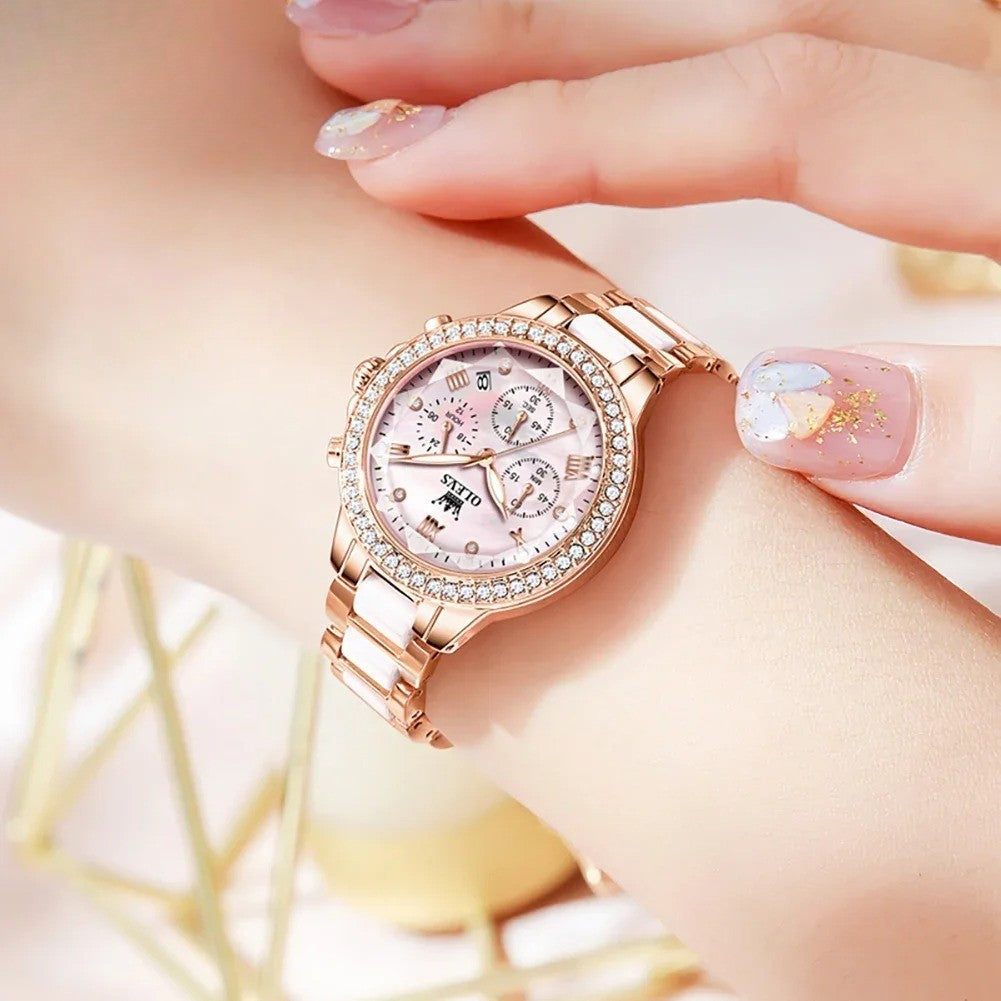 Edelstahl Armbanduhr mit Glitzer Lünette "Orologi Moda Elegante no.3180" - PITANI