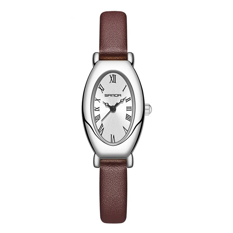 Armbanduhr mit ovalem Ziffernblatt im Vintage Style "Quarzo Alla Moda Da Donna no.3183" - PITANI