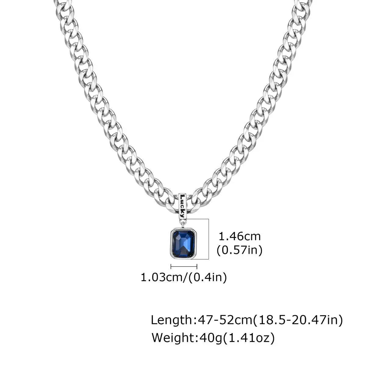 Edelstahl Glücksbringer Halskette "Ciondolo quadrato in pietra blu no.4230" - PITANI