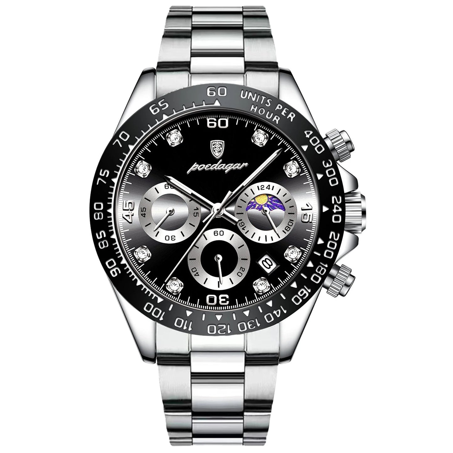 Modische Armbanduhr mit Diamantenoptik im Ziffernblatt "Cronografo Luminoso no.4168" - PITANI