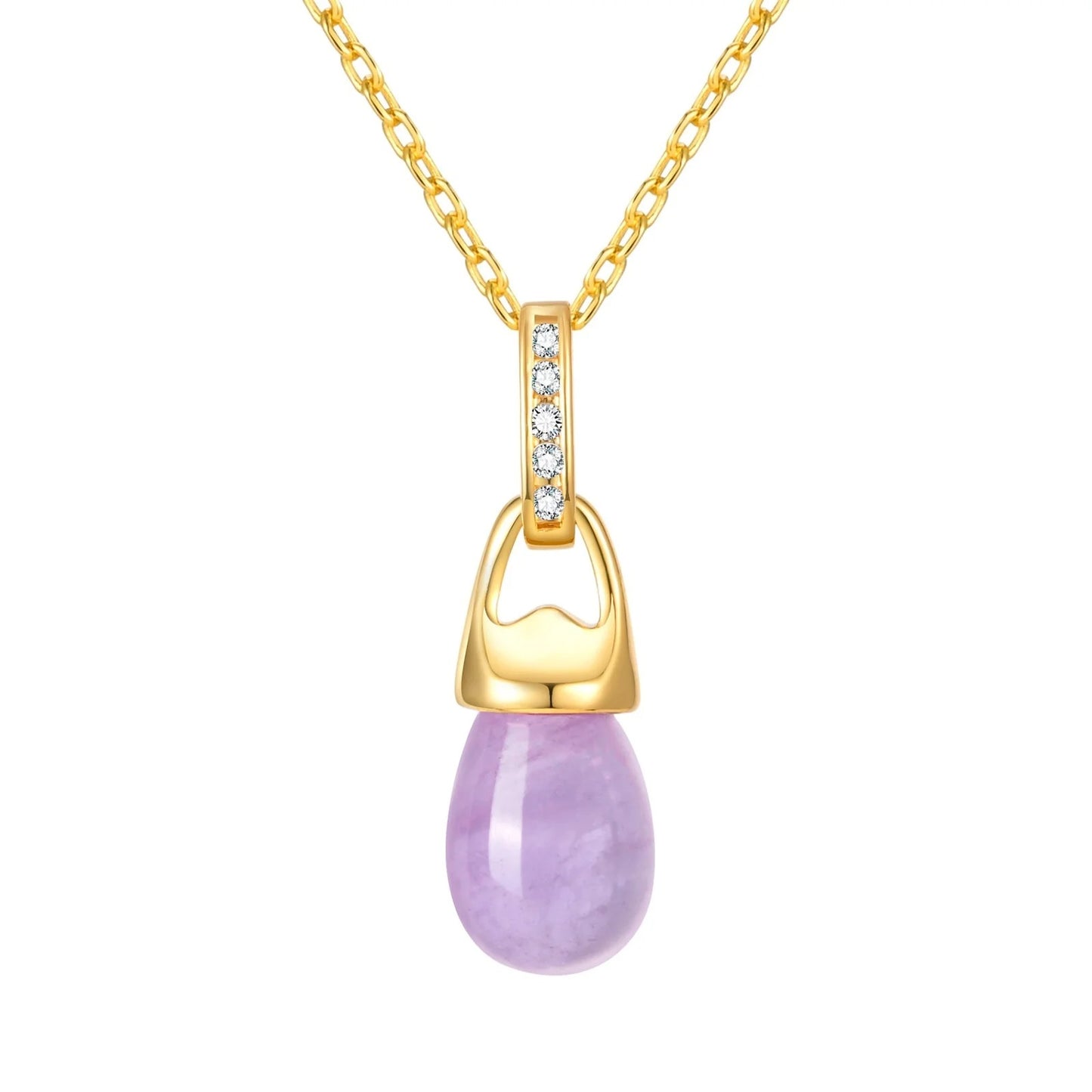 Edelstahl Halskette "Ciondolo a goccia di cristallo viola no.4231" - PITANI