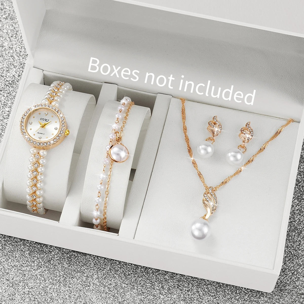 5-teiliges Perlen Uhren-Schmuckset „Orologi Da Donna Perle No.6806“ - PITANI