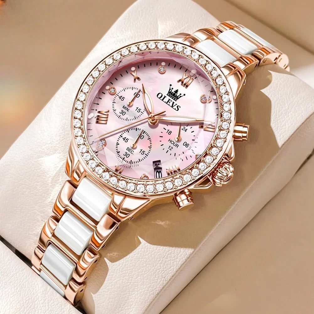 Edelstahl Armbanduhr mit Glitzer Lünette "Orologi Moda Elegante no.3180" - PITANI