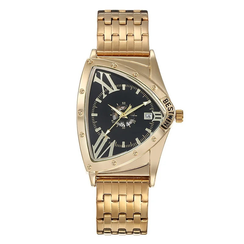 Außergewöhnliche Dreieckige Edelstahl Armbanduhr "Uomo Triangolo d'Oro Quarzo no.4114" - PITANI