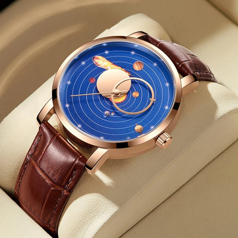 Leder Sonnensystem Optik Armbanduhr "Orologi Da Uomo Solari no.468" - PITANI