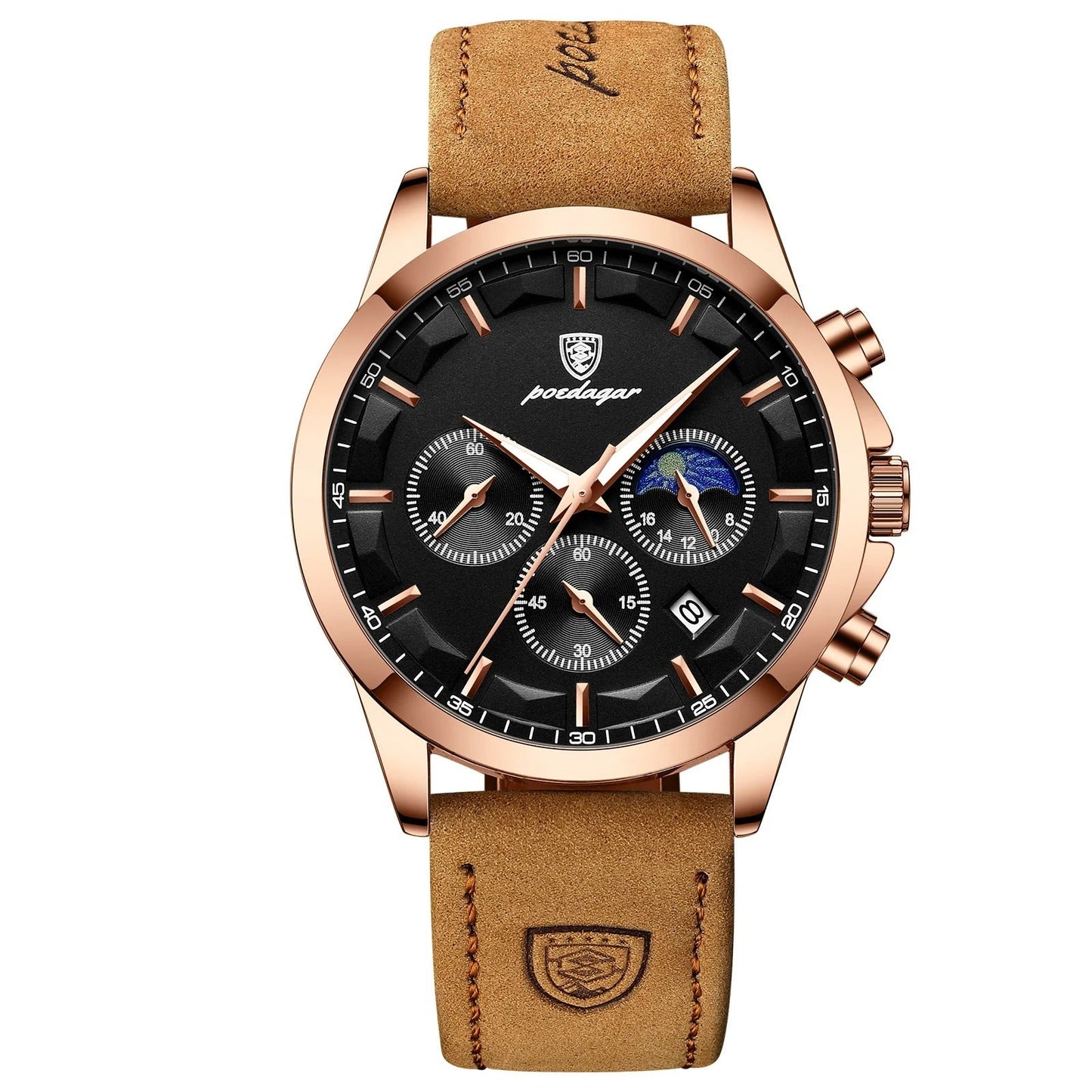Edelstahl/Leder Armbanduhr "Orologio Impermeabile Luminoso no.414" - PITANI