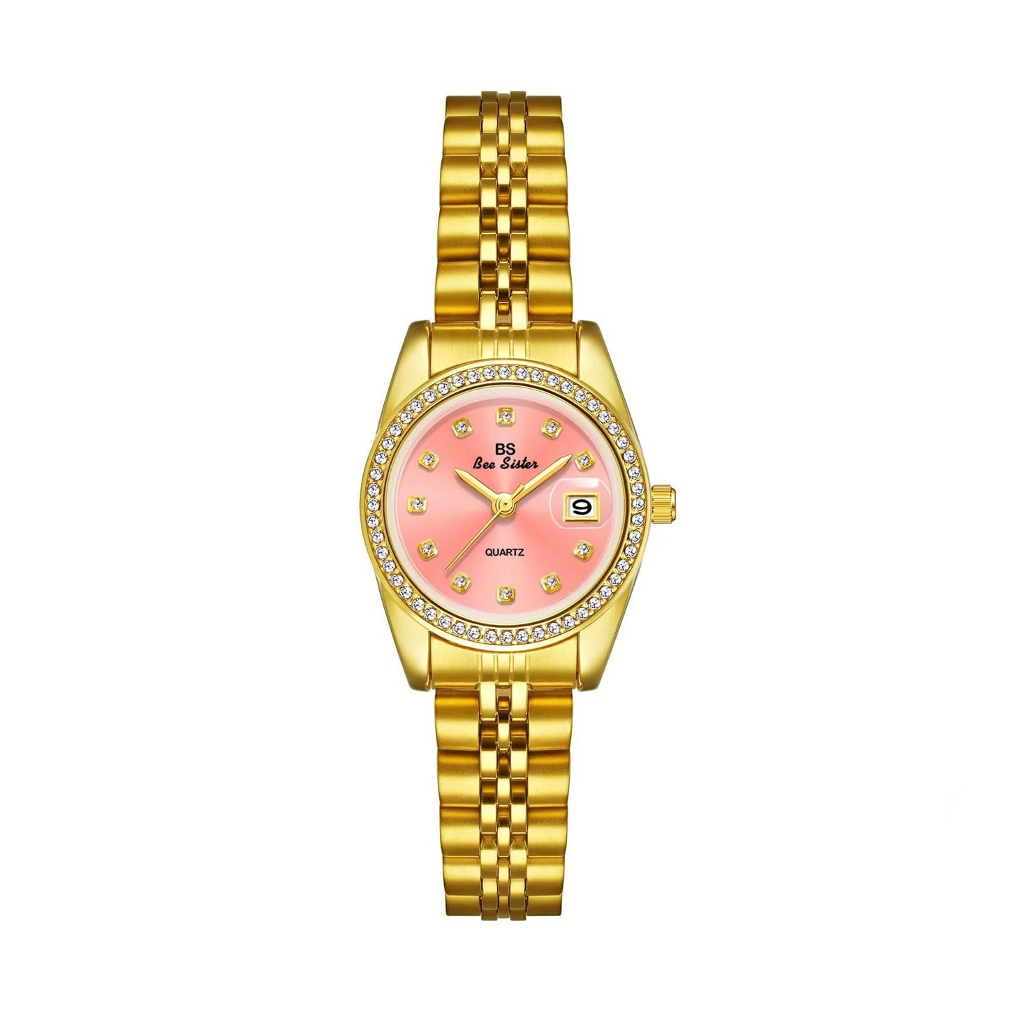 Edelstahl Armbanduhr mit glitzernder Lünette "Orologi Bracciale In Oro no.3158" - PITANI