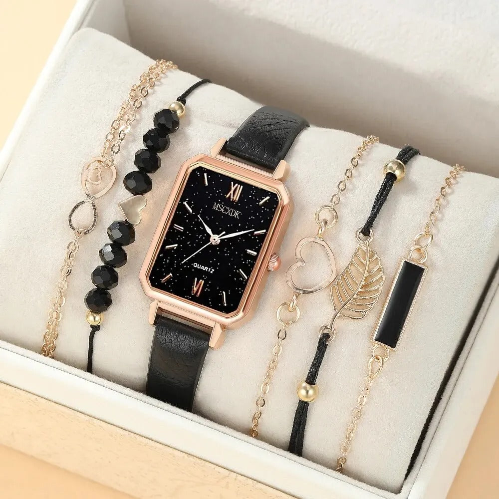 6-teiliges Uhren-Schmuckset „6 Pezzi Di Quarzo Quadrato No.6804“ - PITANI