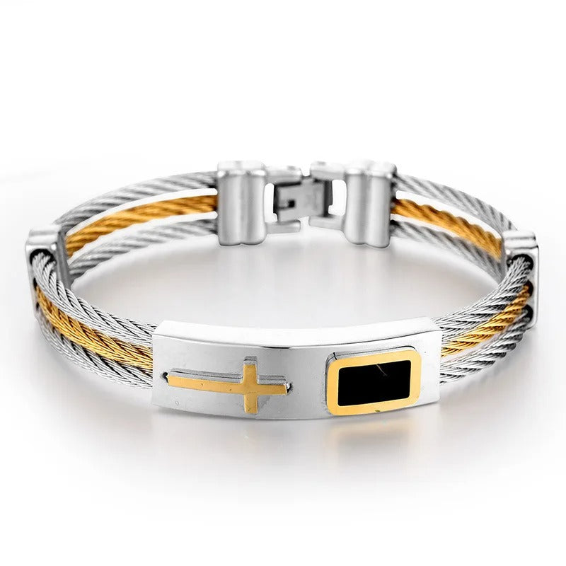 Edelstahl Kreuz Armband "Braccialetto a Croce Vintage no.700" - PITANI
