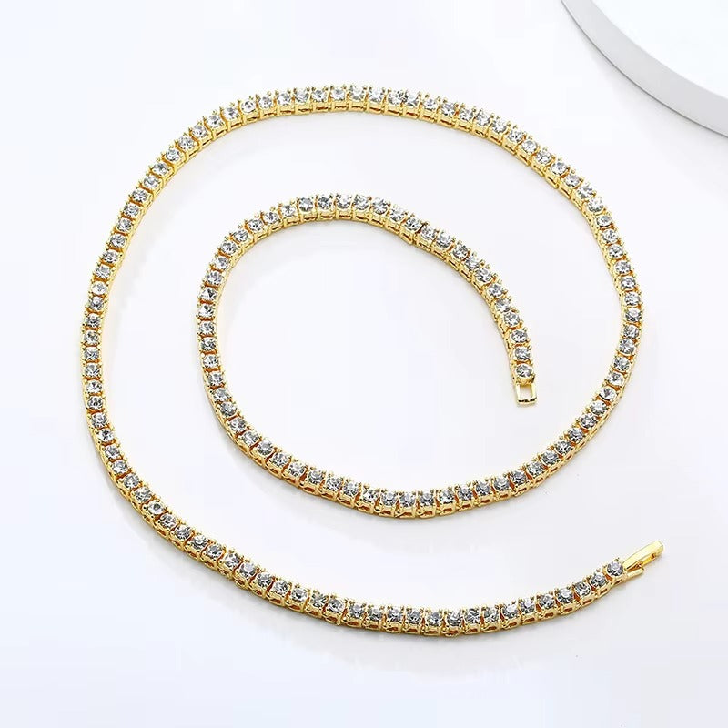 Edelstahl Glitzer Halskette "Collana a catena da tennis no.4234" - PITANI