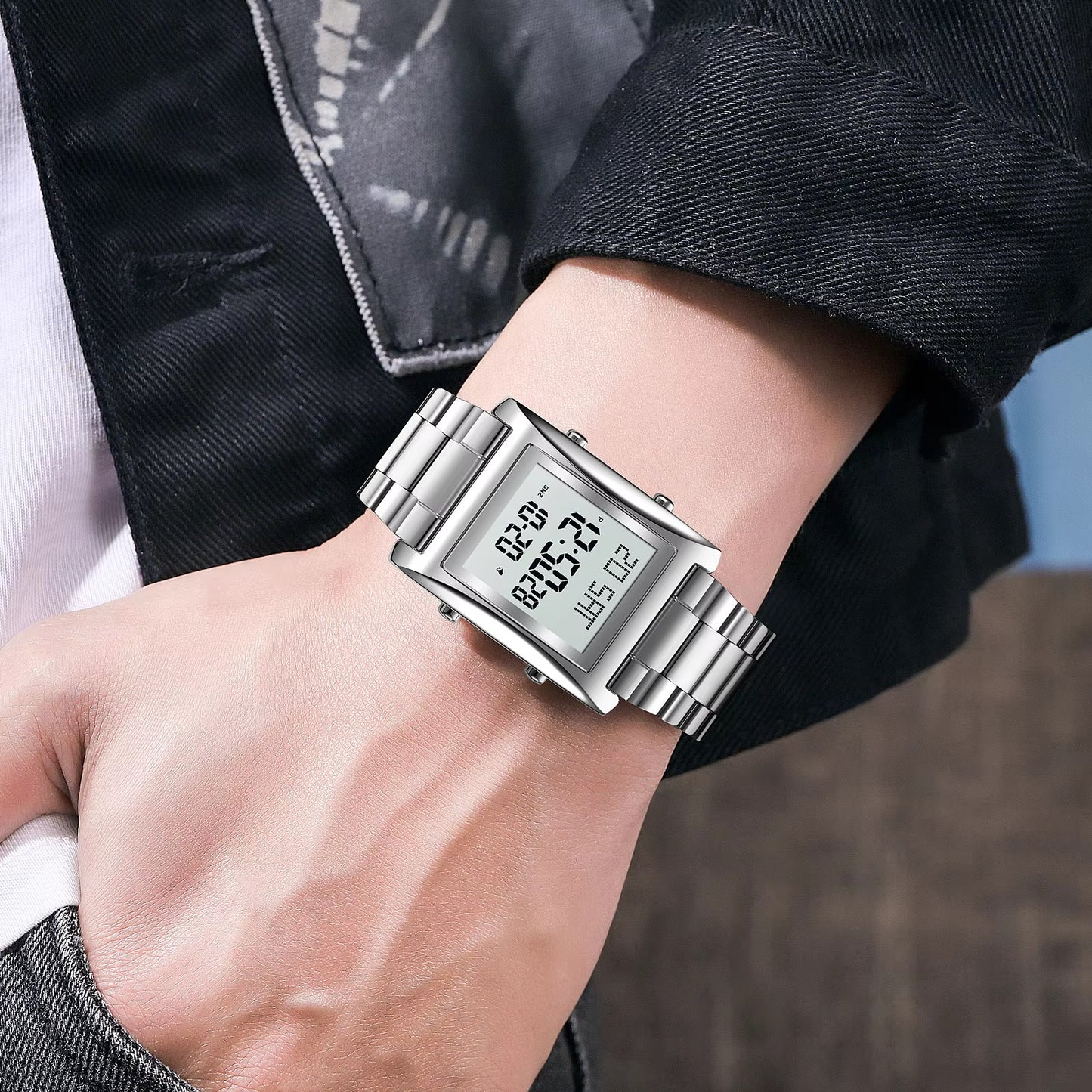 Einfache digitale Edelstahl Armbanduhr "Elettronica impermeabile no.5253“ - PITANI