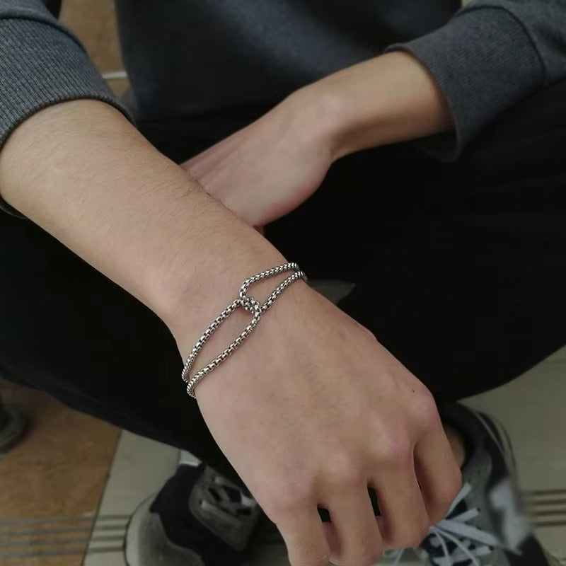 Doppelkettiges Edelstahl Kreuz Armband "Catena a doppia scatola no.5323" - PITANI