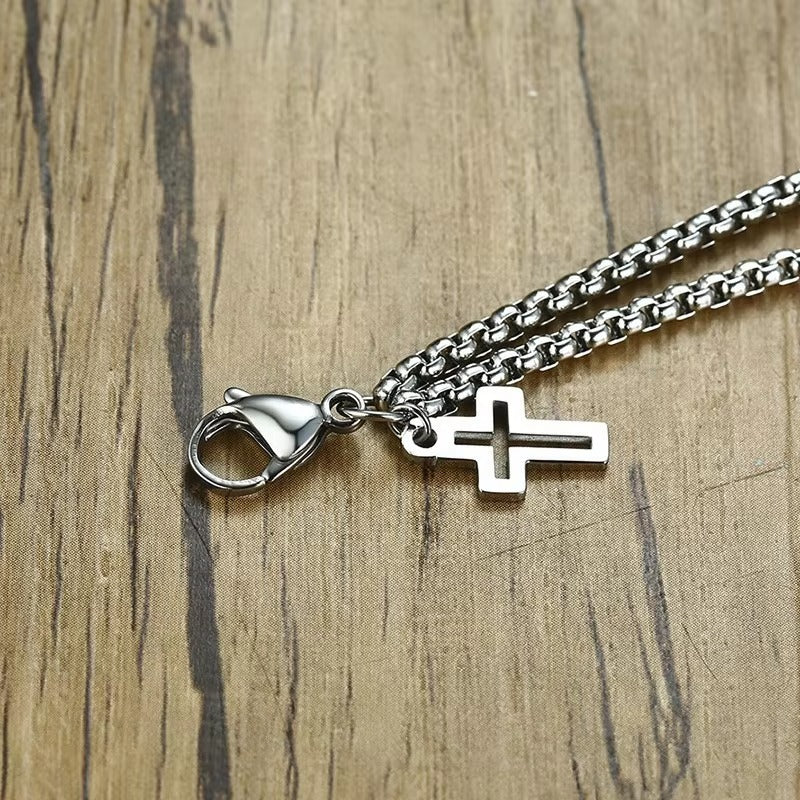 Doppelkettiges Edelstahl Kreuz Armband "Catena a doppia scatola no.5323" - PITANI
