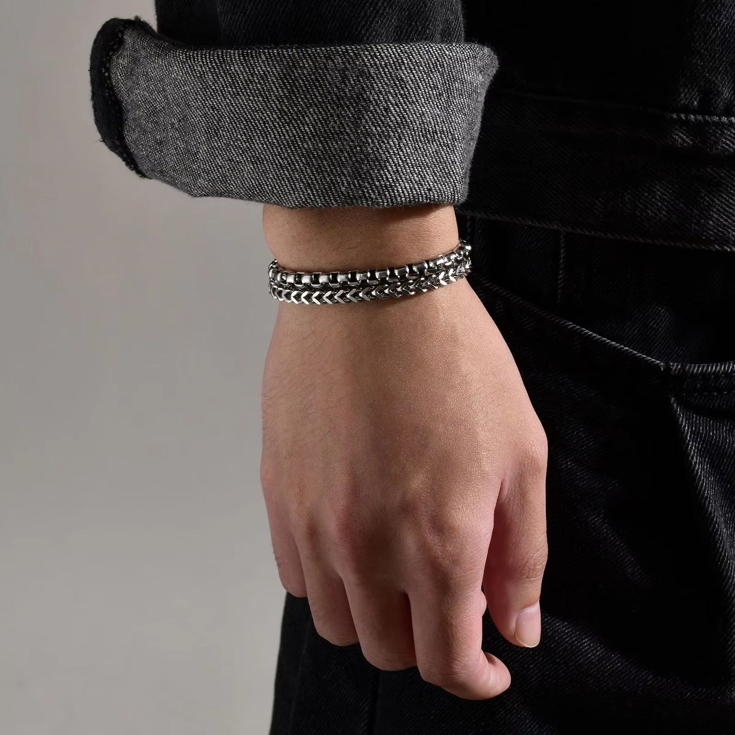 Edelstahl Doppelketten Armband "Polsino a Catena no.5317" - PITANI