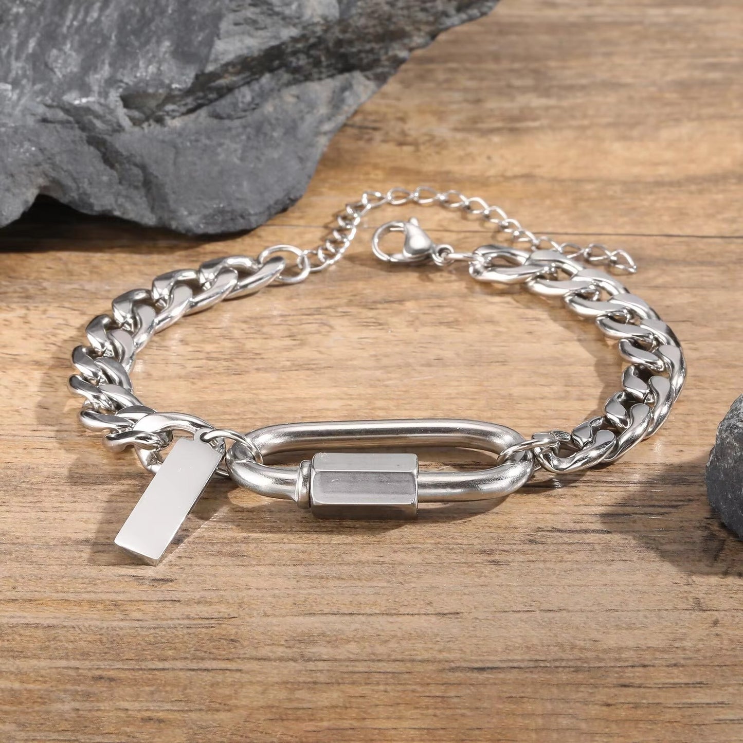 Edelstahl Armband mit Karabiner Optik "Arrampicata ovale no.5325" - PITANI
