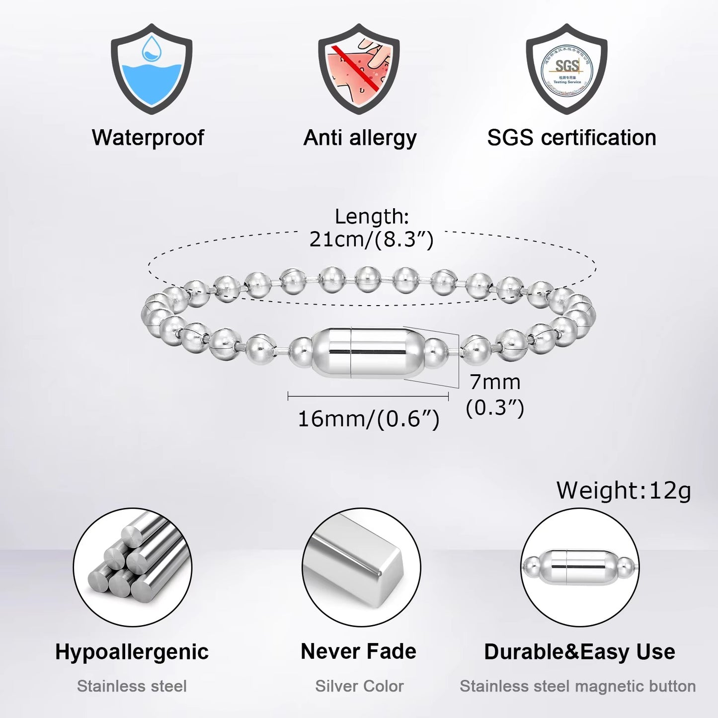Edelstahl Kugelketten Armband "Bracciale con catene a sfera no.5319" - PITANI