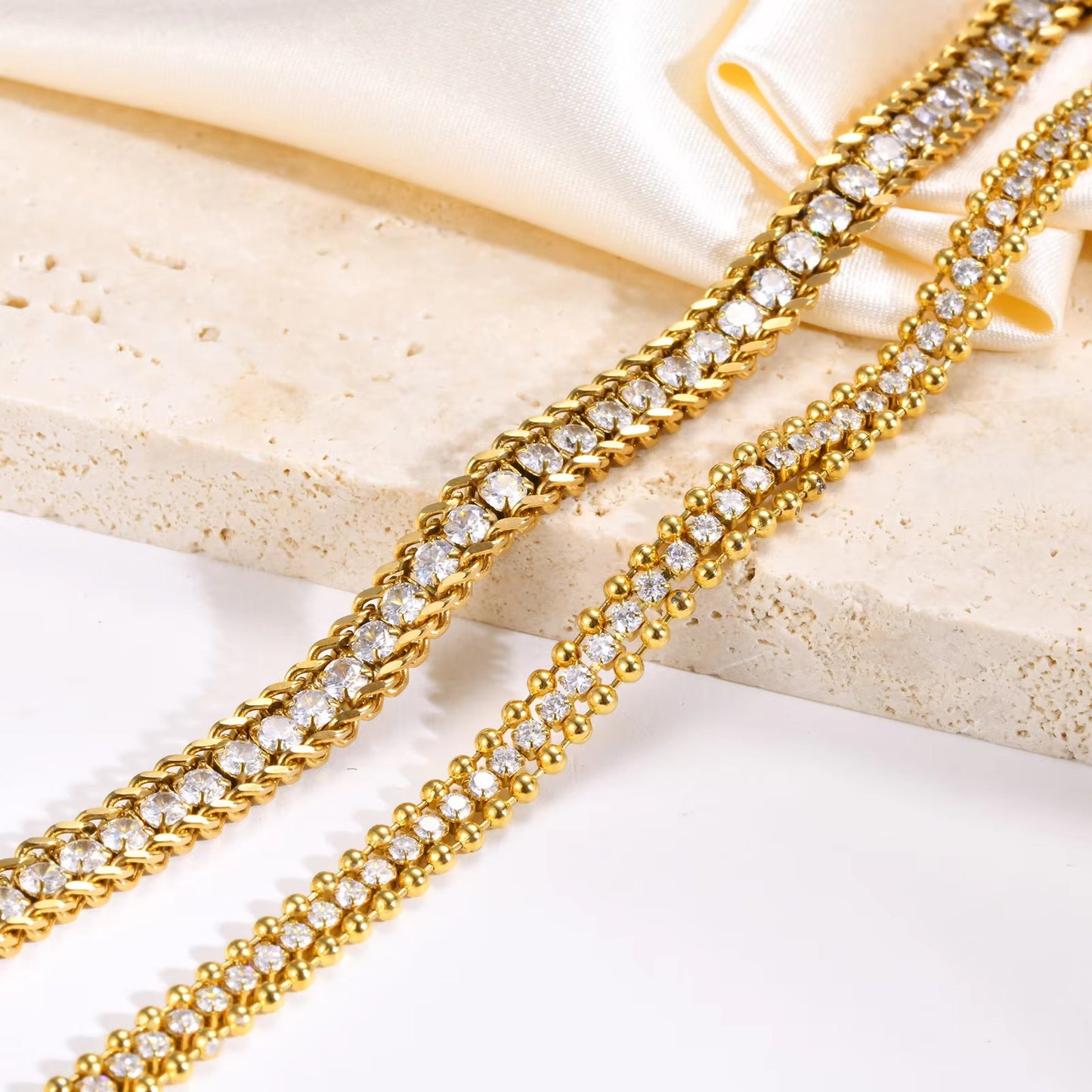 Edelstahl Glitzer Armband "Catena cubana con perline a sfera no.5333" - PITANI