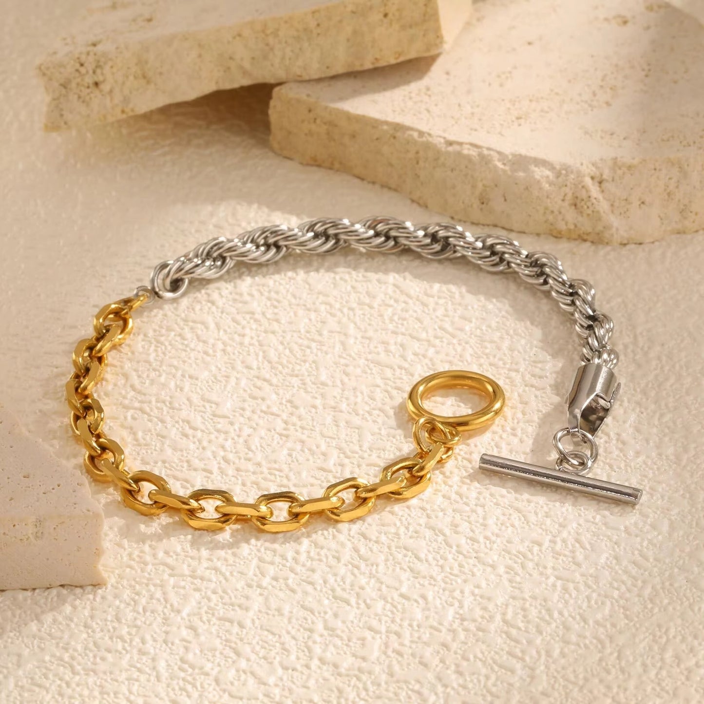 Doppelfarbiges minimalistisches Edelstahl Armband "Design Minimalista no.5334" - PITANI