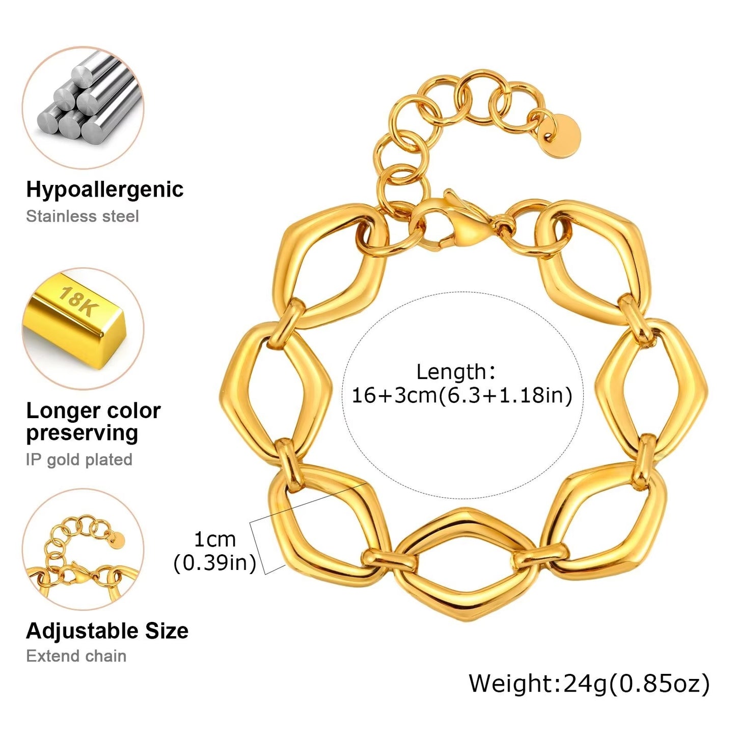 Edelstahl Armband "Bracciale a catena con anello a O no.5324" - PITANI