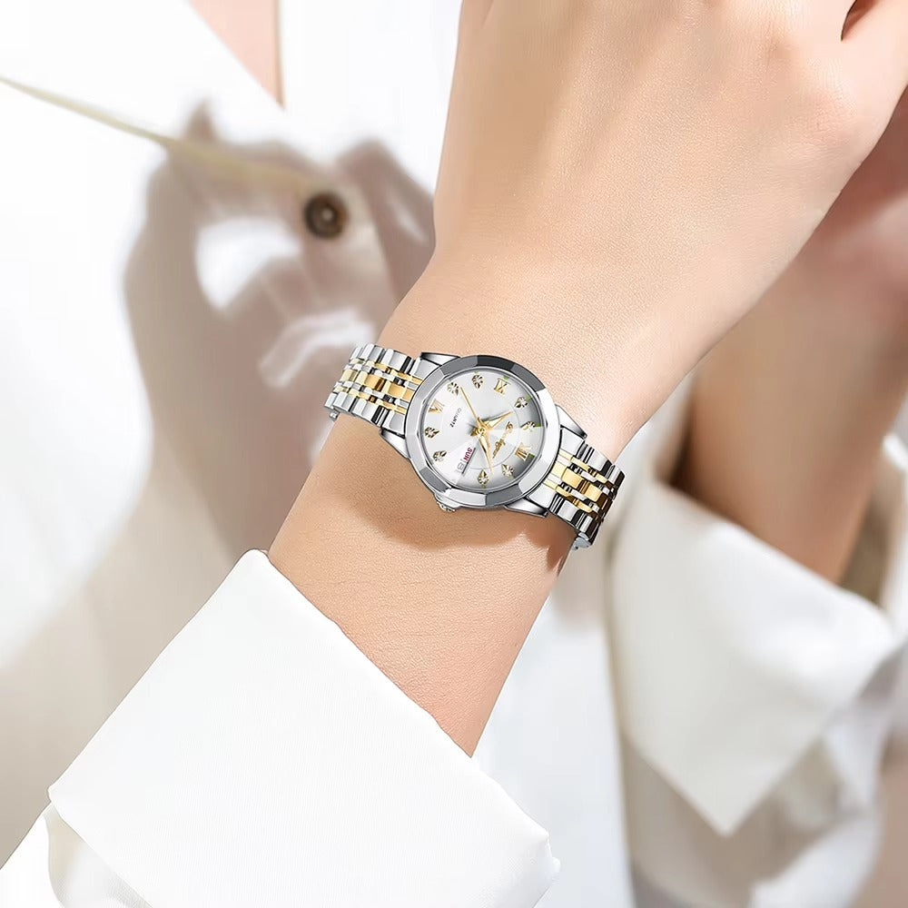 Elegante gestreifte Edelstahl Armbanduhr "impermeabile luminoso no.5171" - PITANI