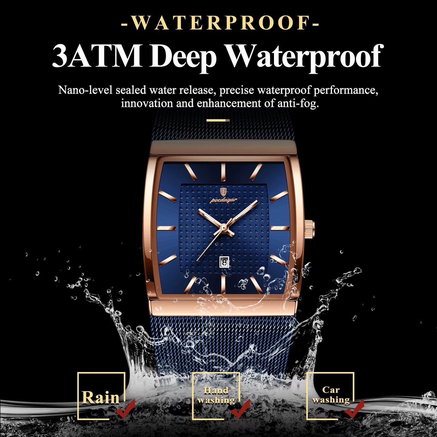 Ultra dünne Quadratische Armbanduhr "Orologio da polso da uomo rettangolare no.4179" - PITANI