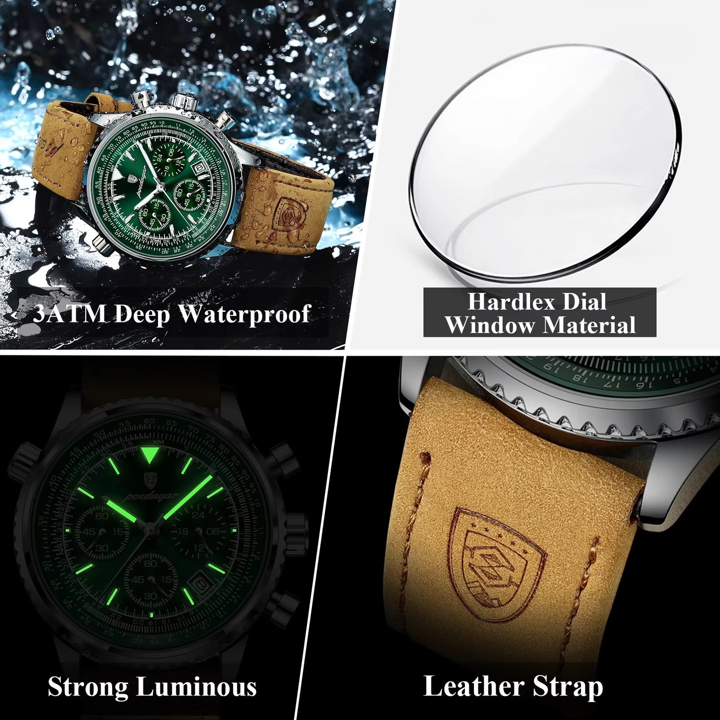 Zeitlose trendige Armbanduhr "Cronografo in pelle no.4157" - PITANI