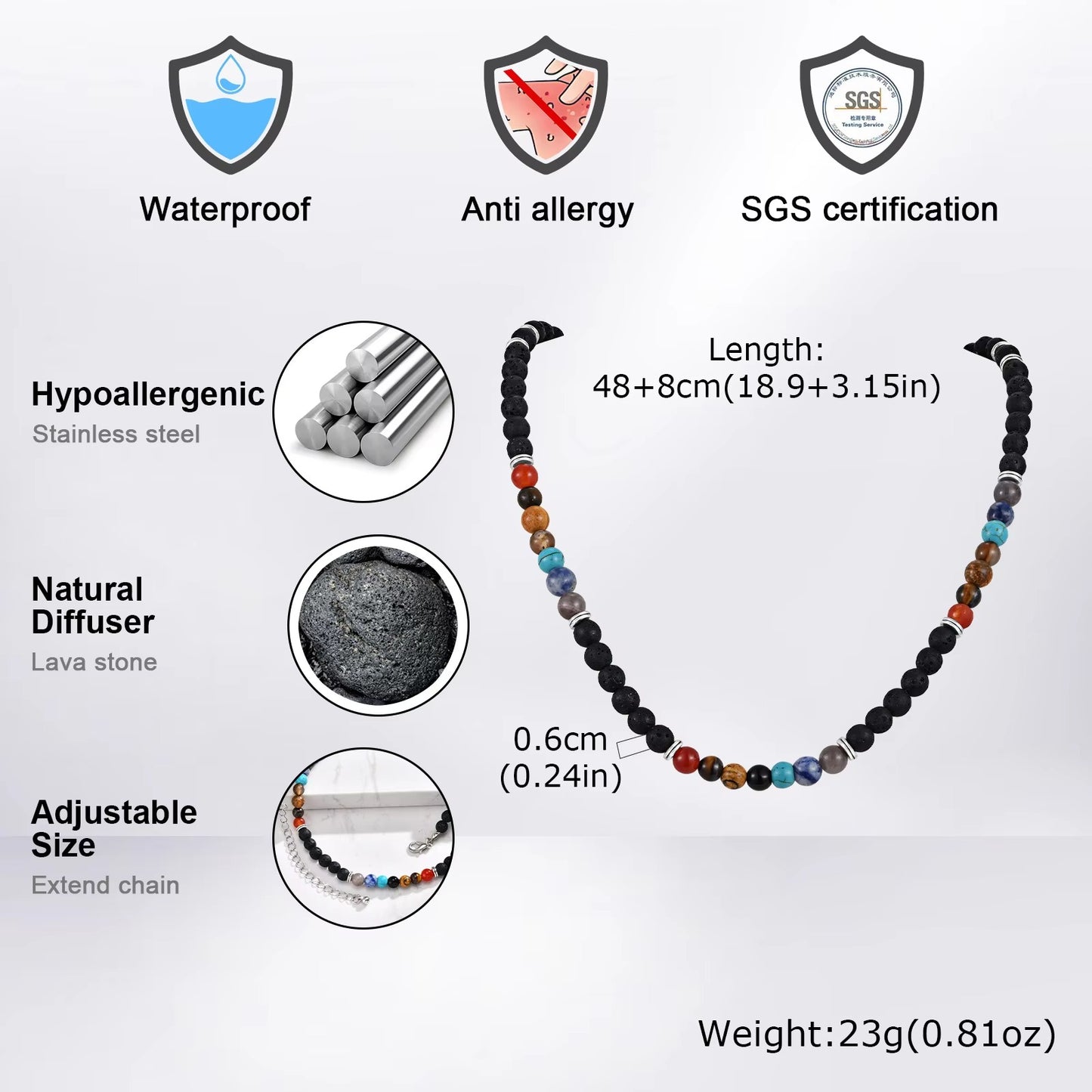 Bunte Perlen Halskette "Collana di perline di pietra no.4248" - PITANI
