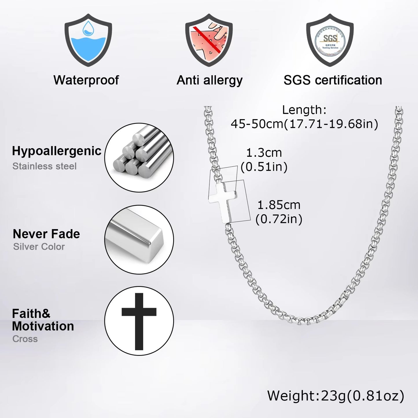 Edelstahl Kreuz Halskette "Collane con croce laterale no.4242" - PITANI