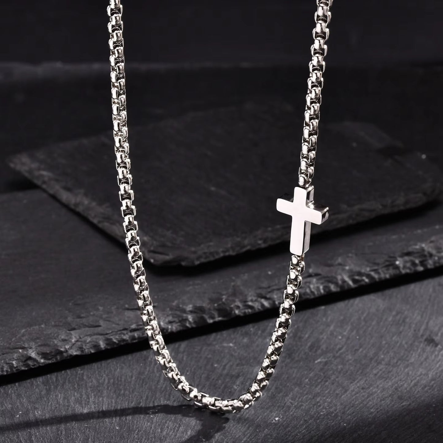 Edelstahl Kreuz Halskette "Collane con croce laterale no.4242" - PITANI
