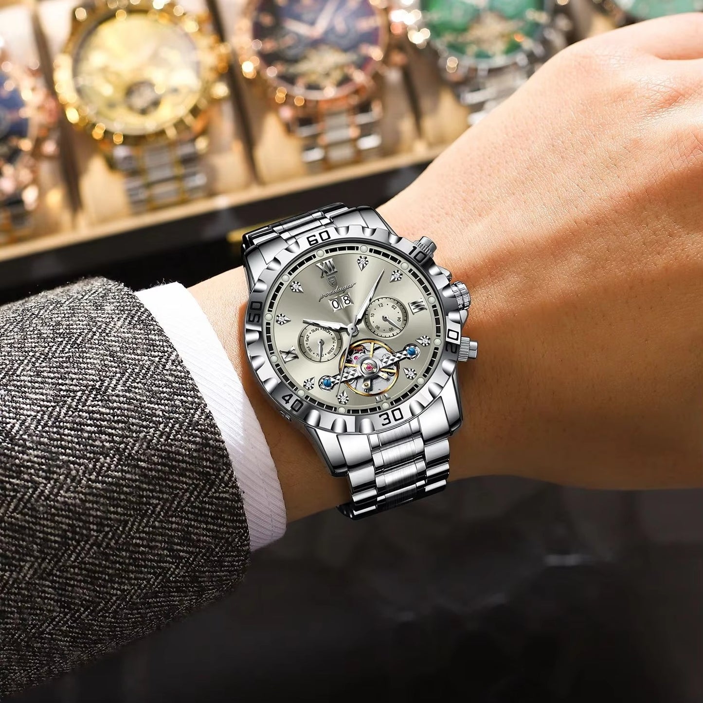 Außergewöhnliche Edelstahl Automatik Armbanduhr "Data automatica no.4158" - PITANI