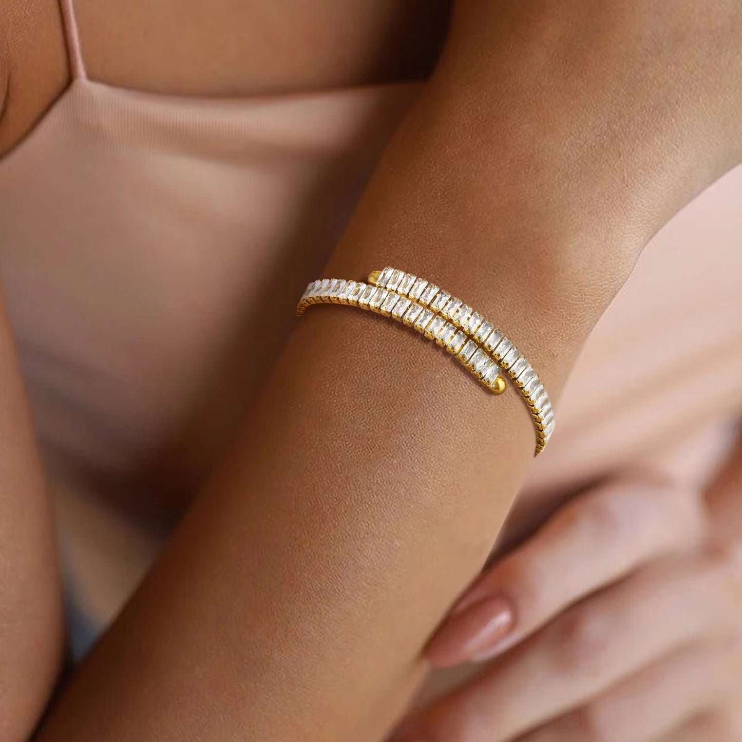 Edelstahl Glitzer Armband "Braccialetti a polsino a fila no.5330" - PITANI