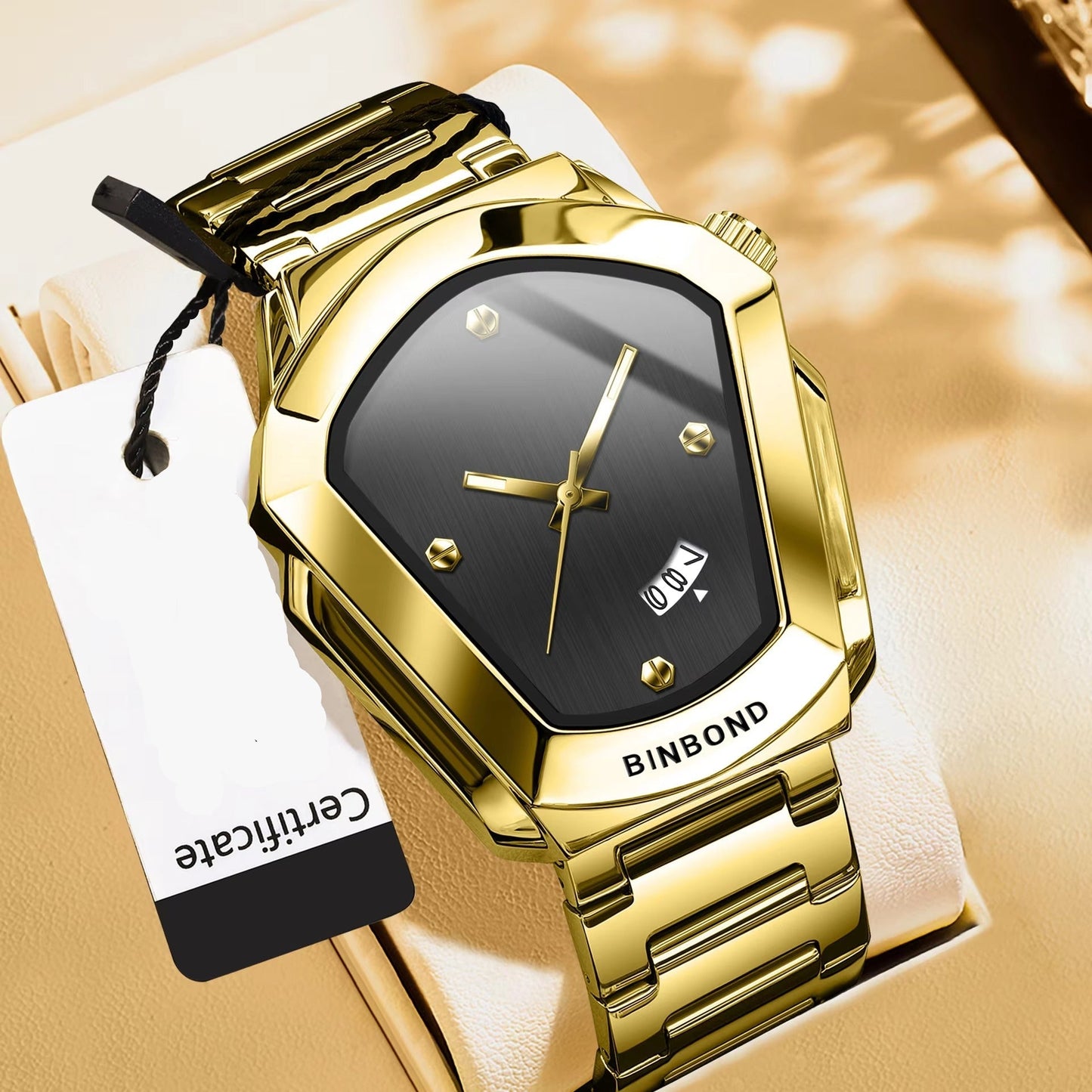 Außergewöhnlich geformte Edelstahl Armbanduhr "Quarzo diamante no.4165" - PITANI