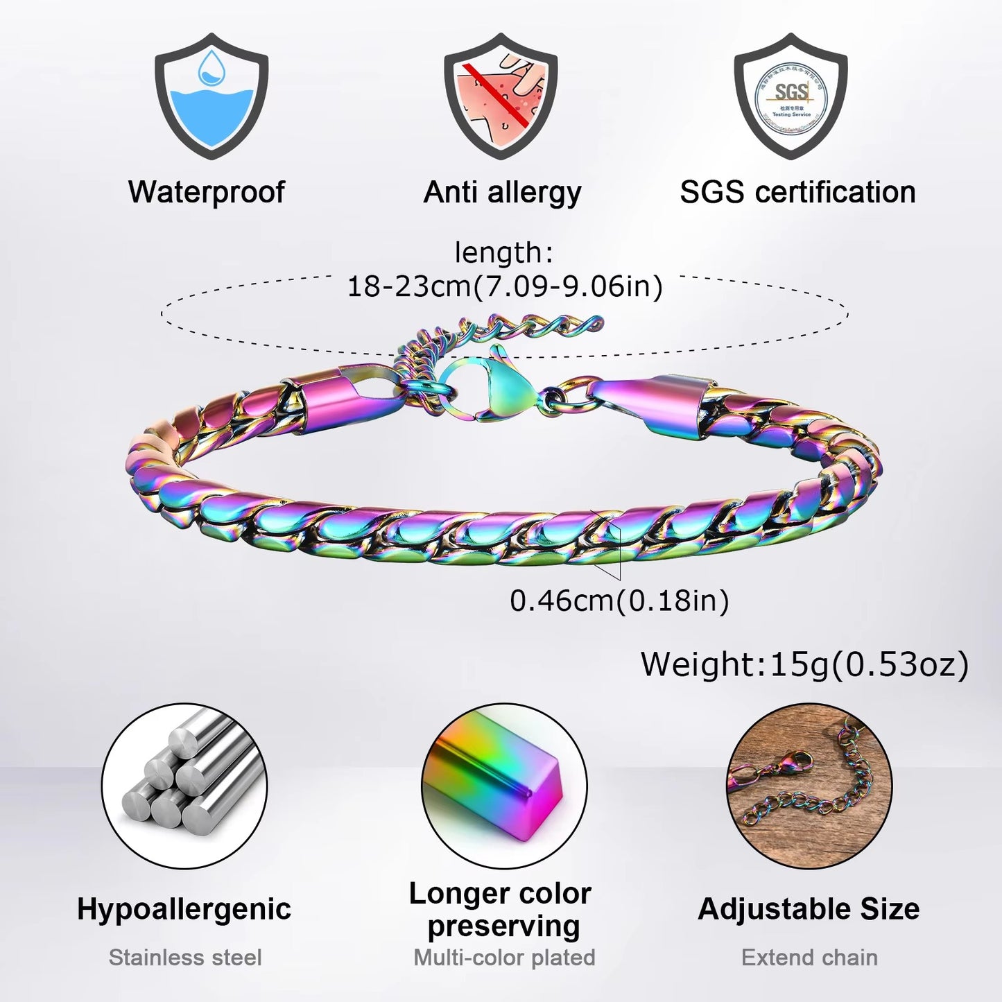Schlangenketten Edelstahl Armband "Metallo Semplice Regolabile no.5318" - PITANI