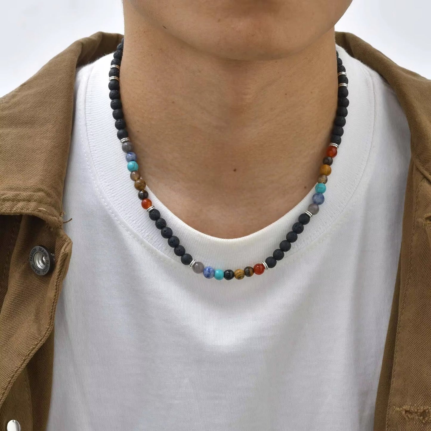 Bunte Perlen Halskette "Collana di perline di pietra no.4248" - PITANI