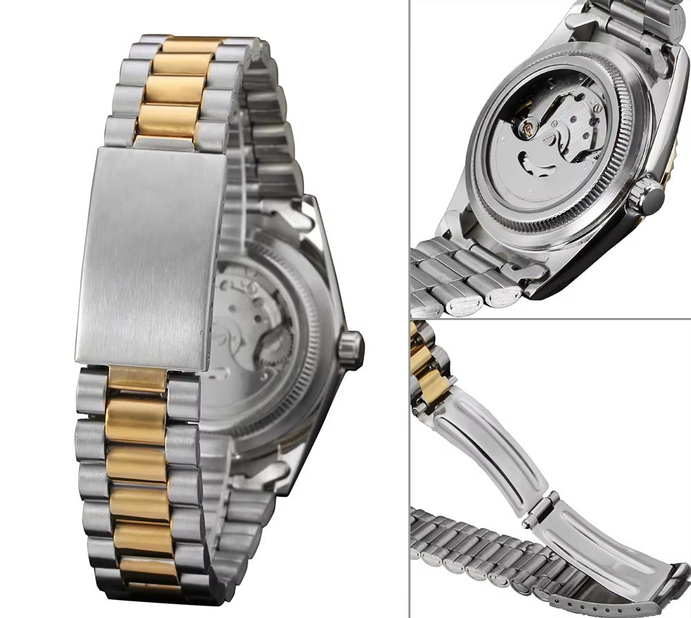 Edelstahl Automatik Armbanduhr mit Diamanten Zifferblatt "Unisex impermeabile meccanicono.5217" - PITANI