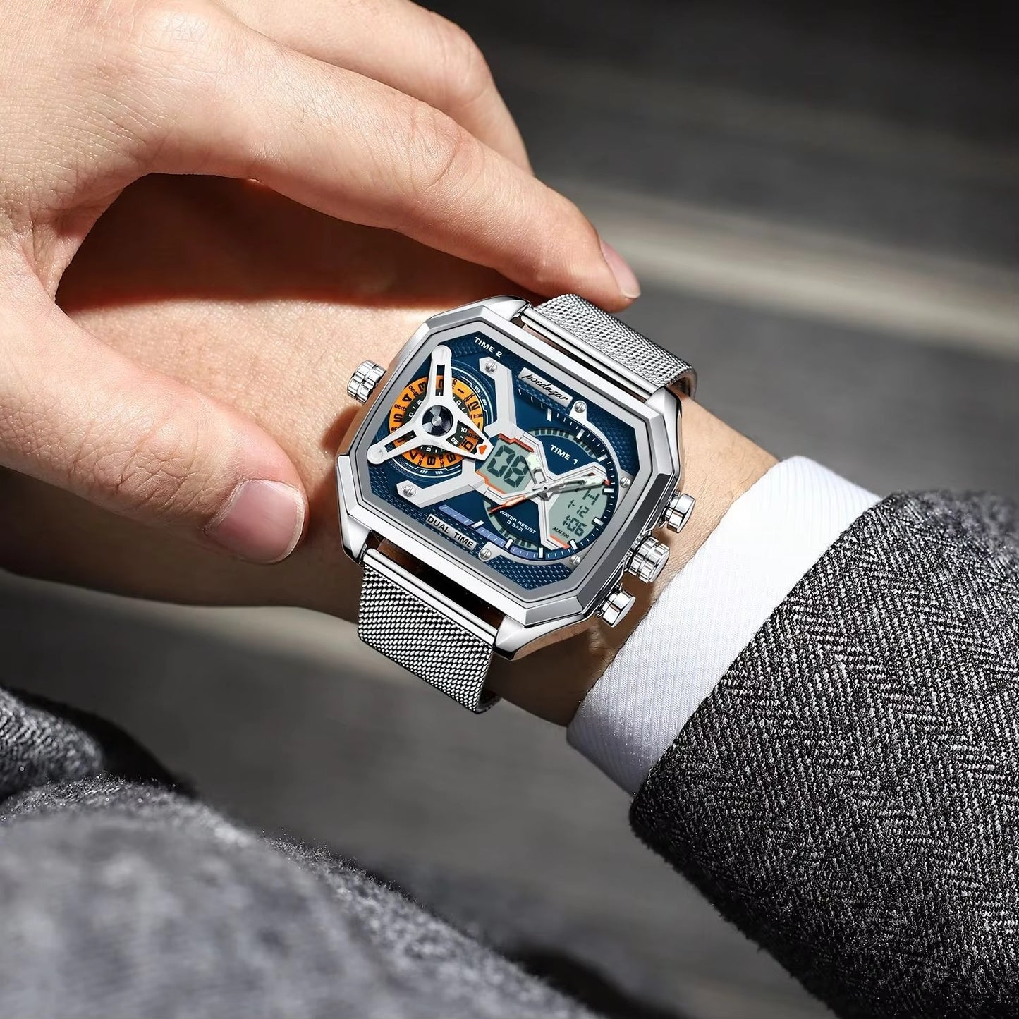 Außergewöhnliche Armbanduhr mit digitaler Anzeige "Orologio da uomo rettangolare di alta moda no.4190" - PITANI