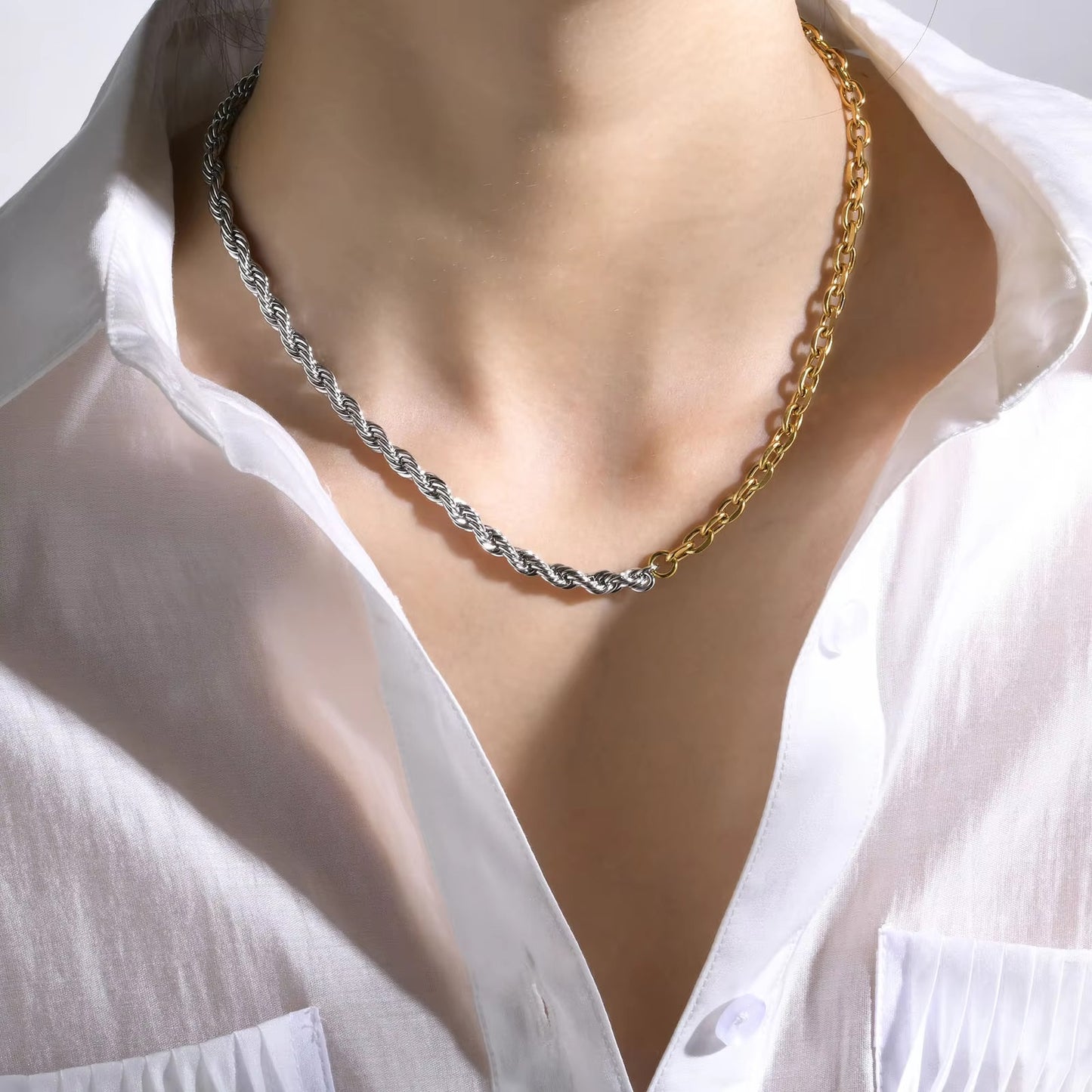 Doppelfarbige Edelstahl Halskette "Collane a catena per donna no.4201" - PITANI