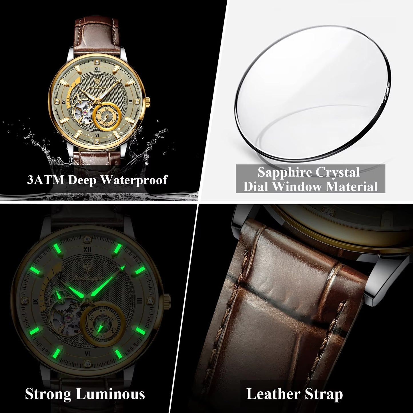 Leder Automatik Armbanduhr "Orologio da uomo luminoso impermeabile no.4177" - PITANI