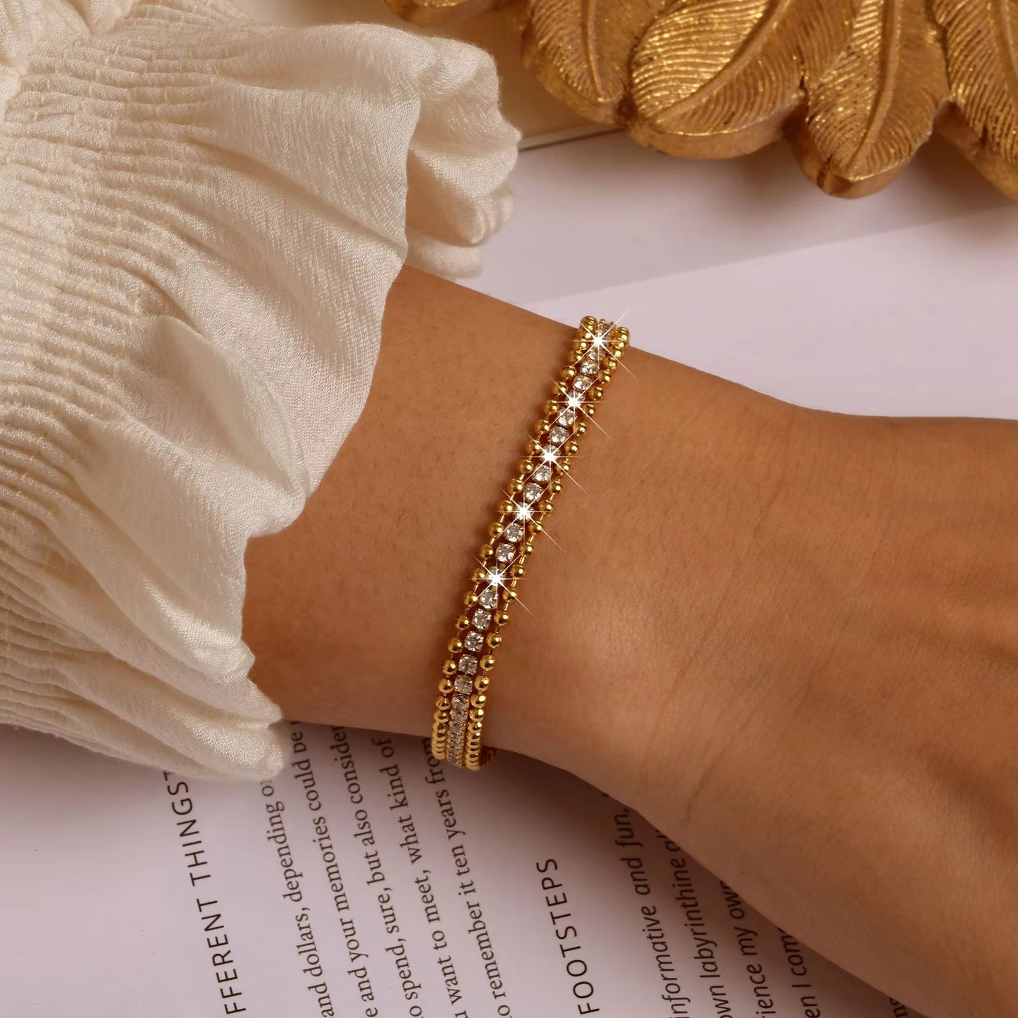 Edelstahl Glitzer Armband "Catena cubana con perline a sfera no.5333" - PITANI