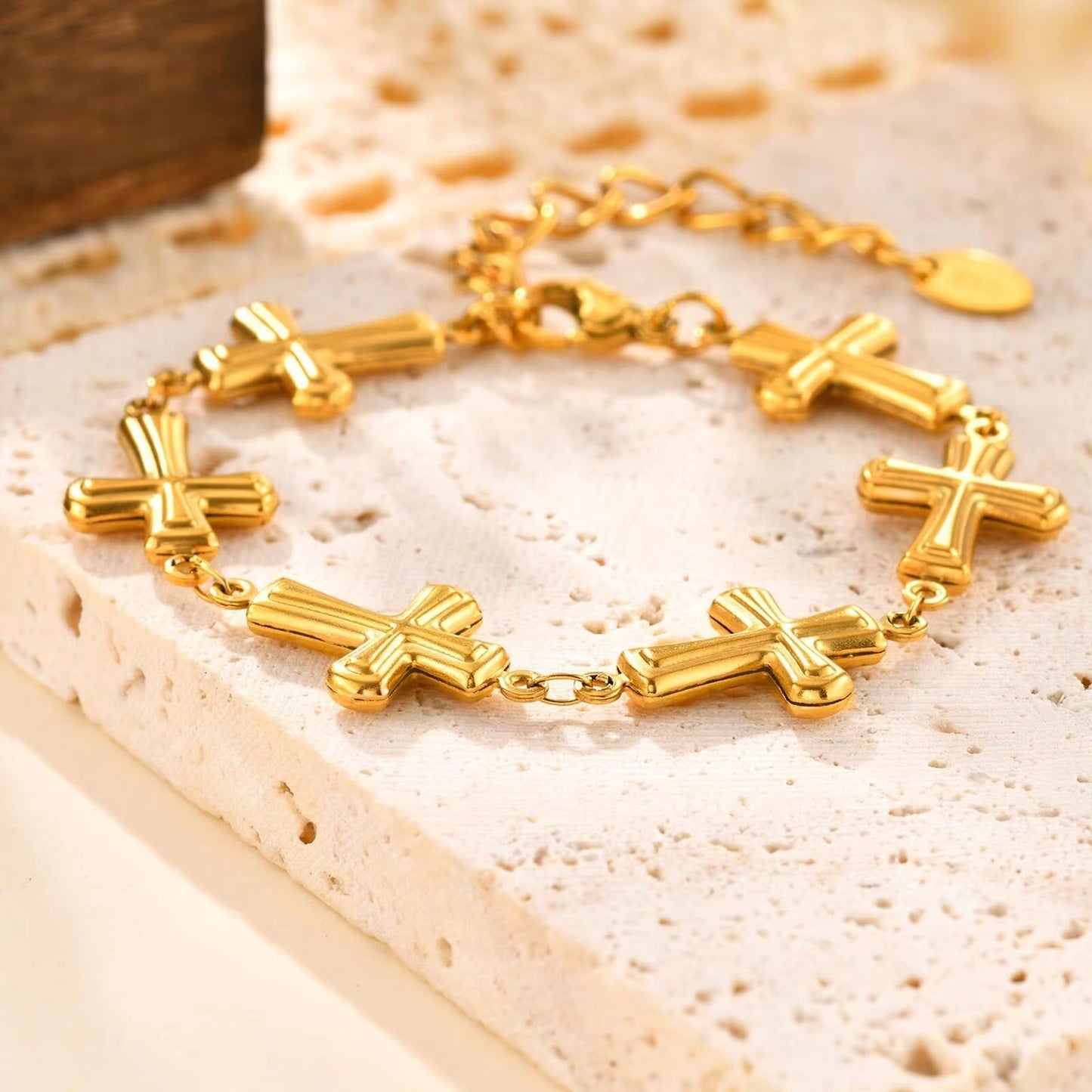 Edelstahl Kreuz Armband "Catena a croce placcata in oro no.5320" - PITANI