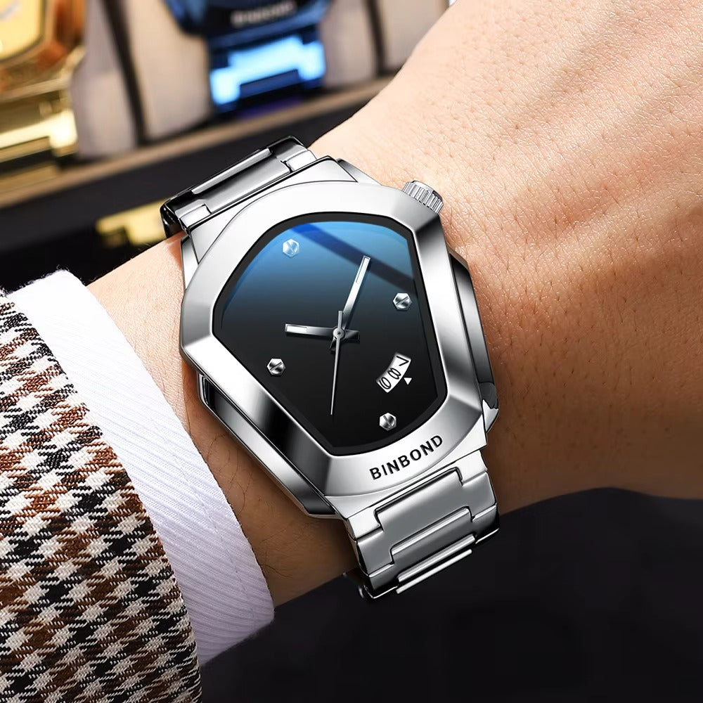 Außergewöhnlich geformte Edelstahl Armbanduhr "Quarzo diamante no.4165" - PITANI