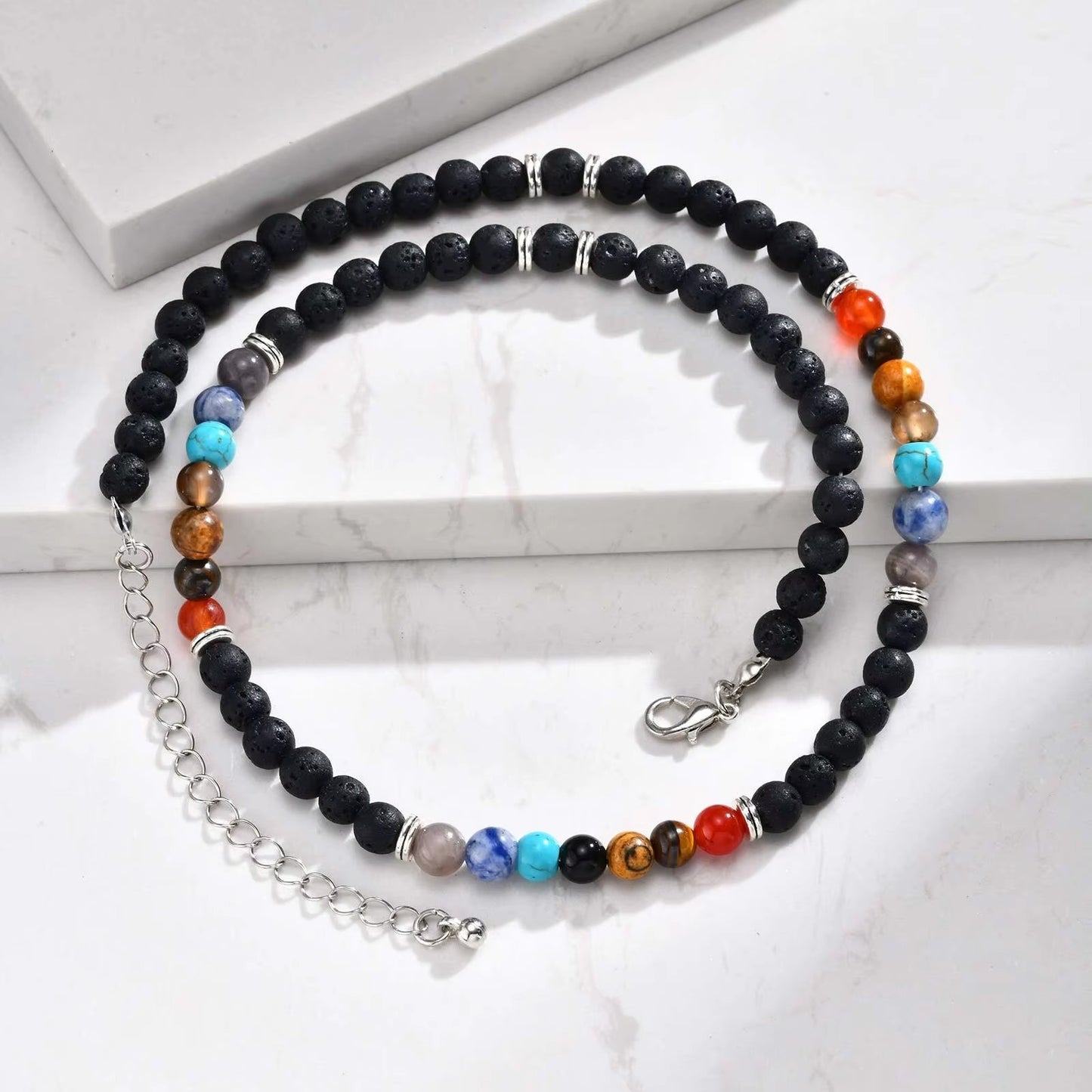 Bunte Perlen Halskette "Collana di perline di pietra no.4248" - PITANI