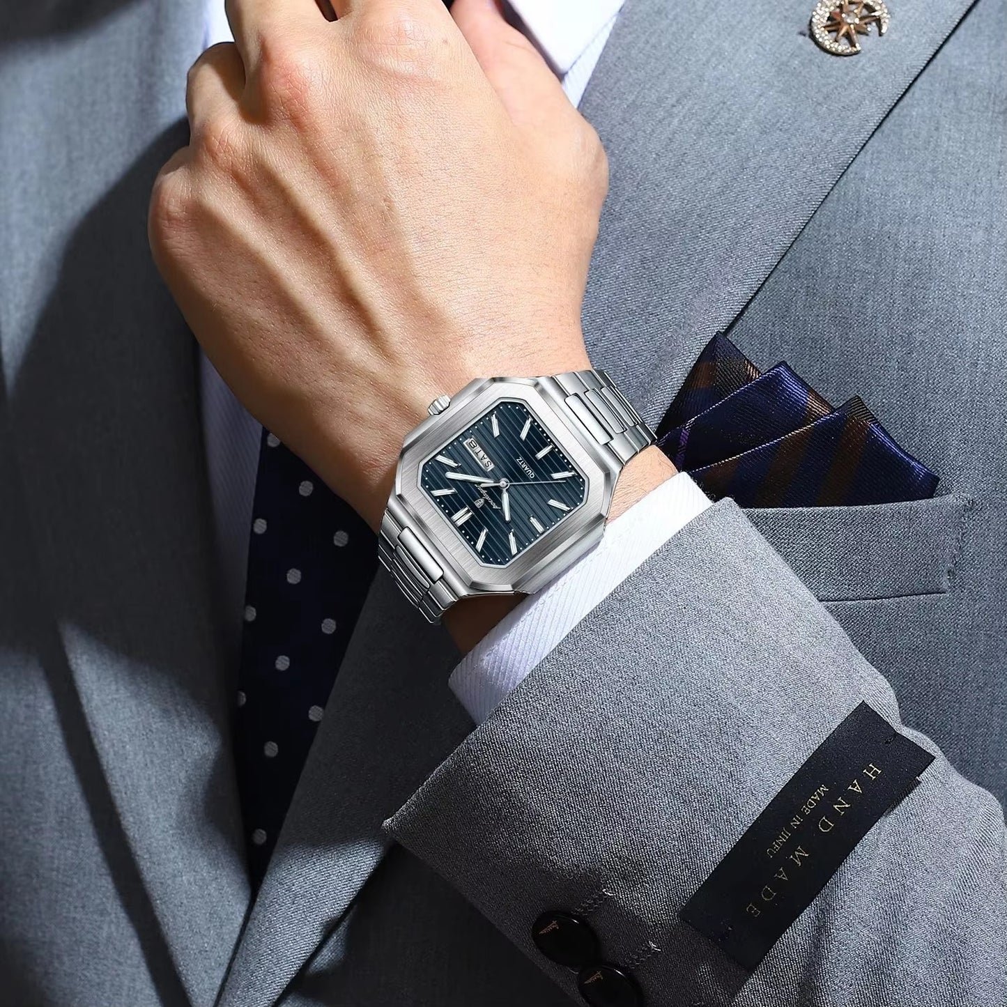 Quadratische Edelstahl Armbanduhr "Moda quadrata di lusso belle mare no.4176" - PITANI