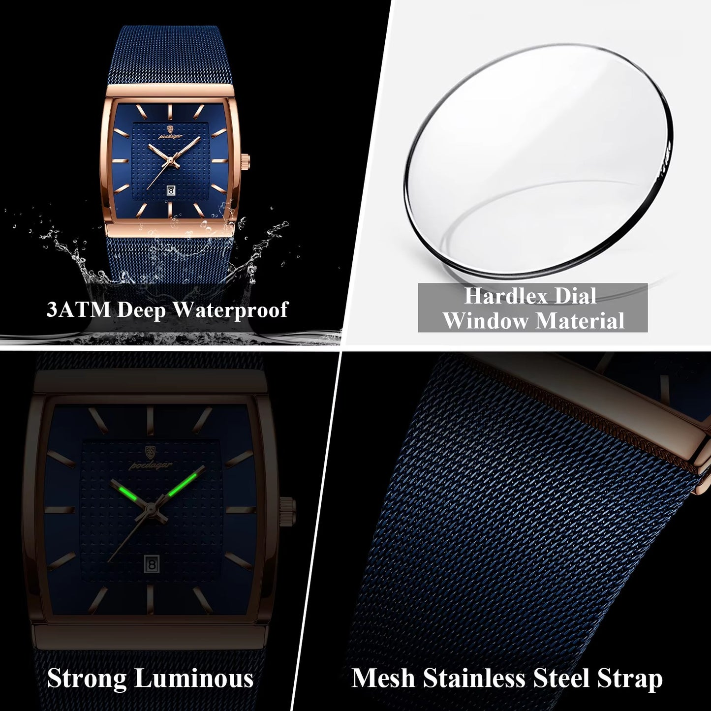 Ultra dünne Quadratische Armbanduhr "Orologio da polso da uomo rettangolare no.4179" - PITANI