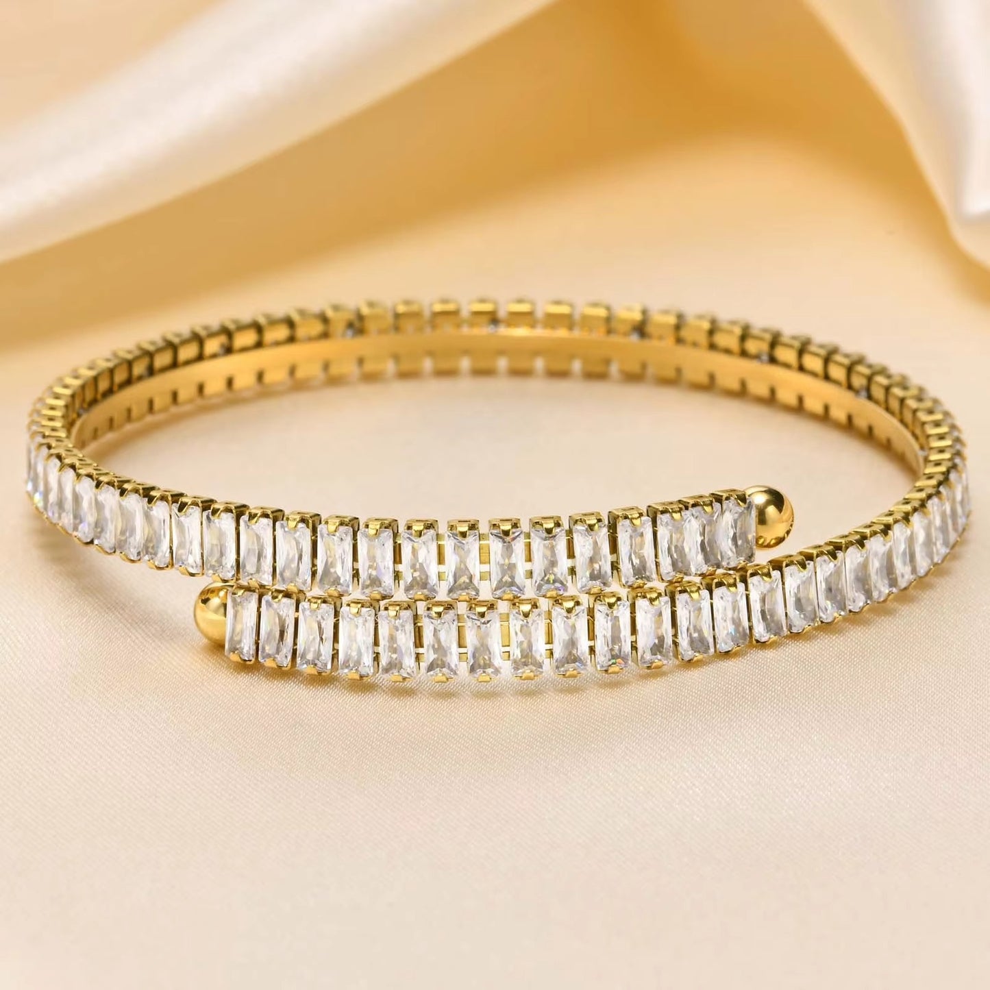 Edelstahl Glitzer Armband "Braccialetti a polsino a fila no.5330" - PITANI
