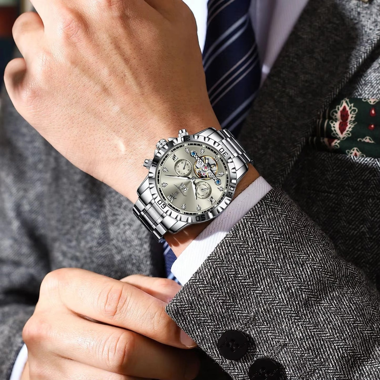 Außergewöhnliche Edelstahl Automatik Armbanduhr "Data automatica no.4158" - PITANI