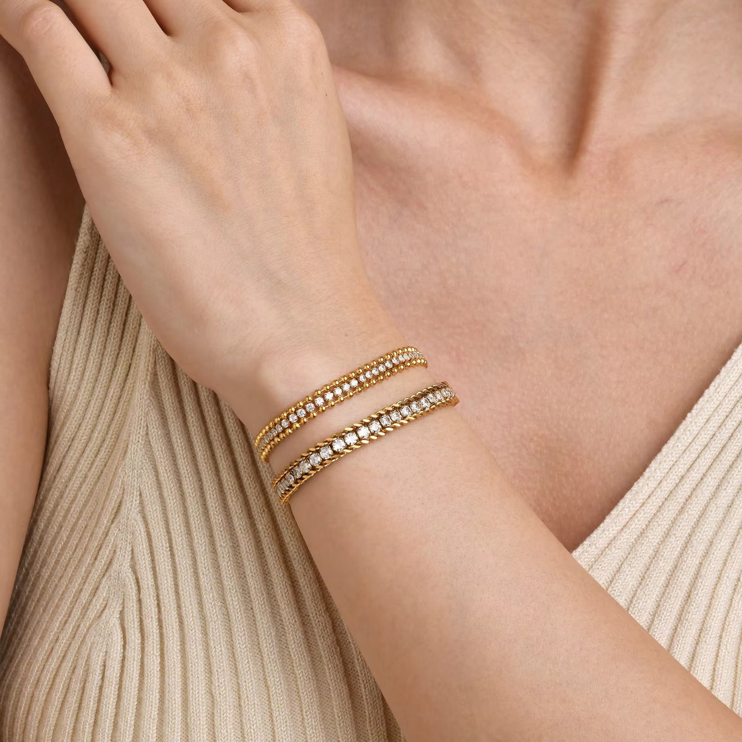 Edelstahl Glitzer Armband "Catena cubana con perline a sfera no.5333" - PITANI