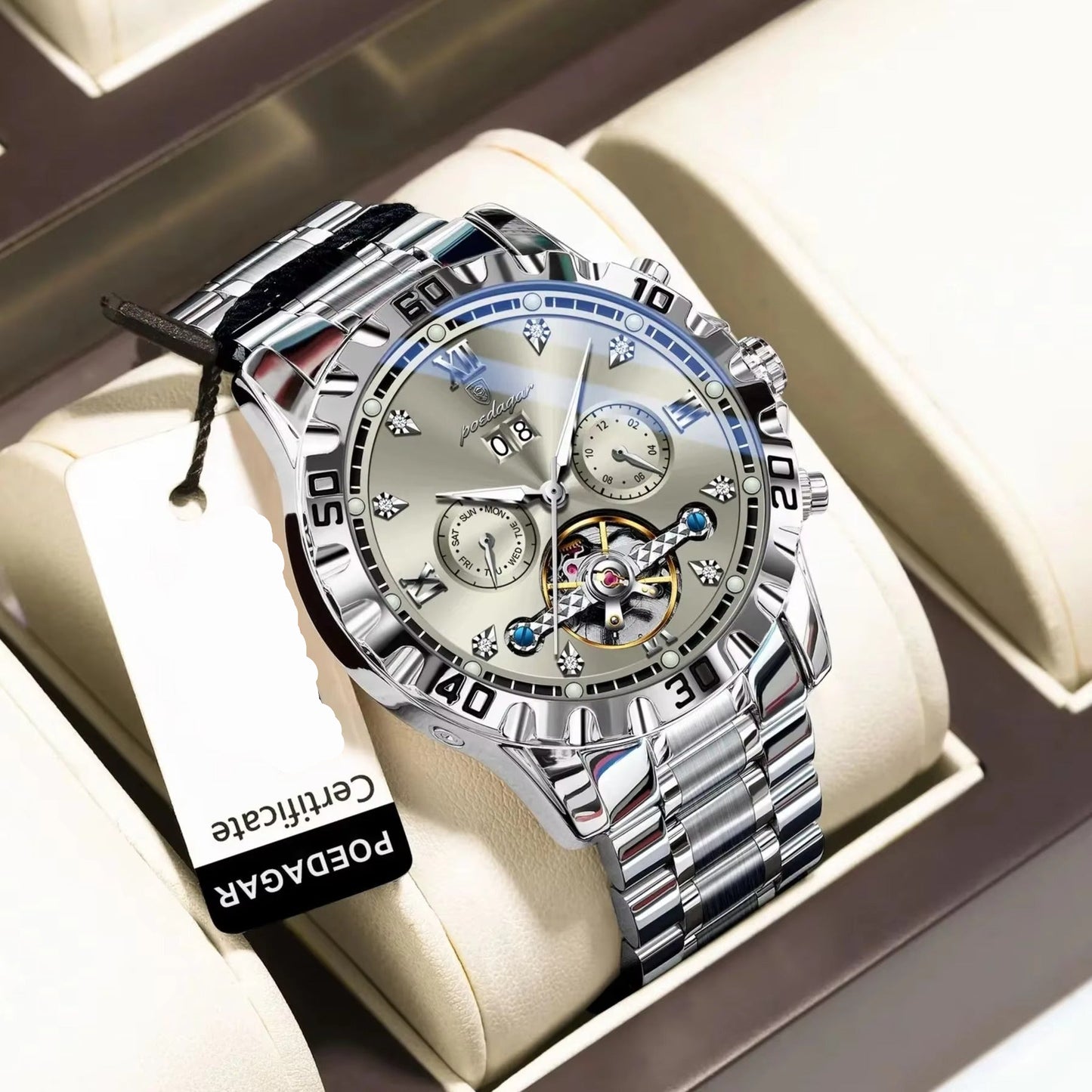 Außergewöhnliche Edelstahl Automatik Armbanduhr "Data automatica no.4158" - PITANI